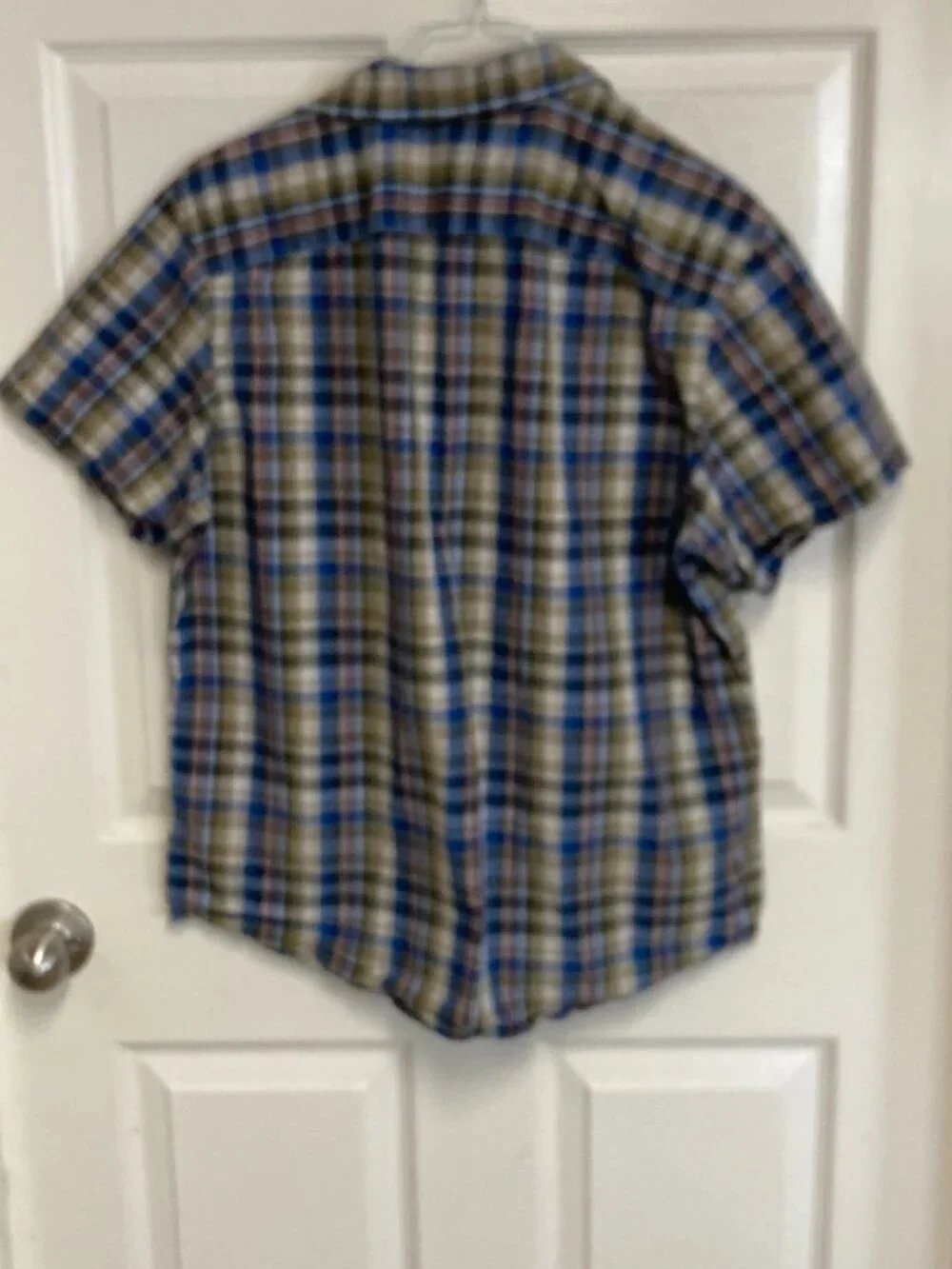 Banana Republic men's dress shirt short sleeve plaid size medium